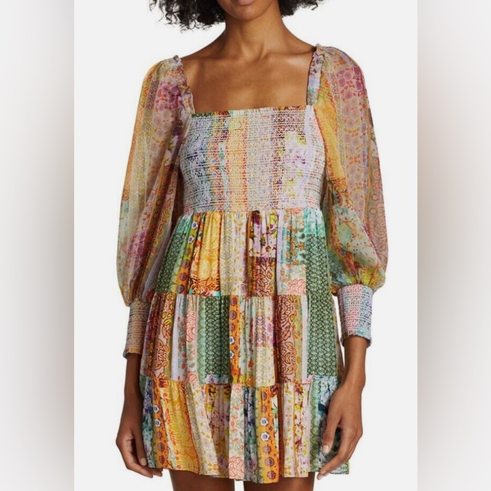 Alice & Olivia Rowen Tiered Mini Dress - Lavender Field